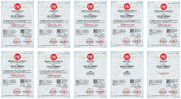 YABO鸭脖信用证书